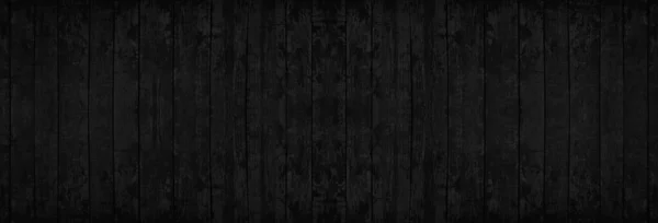 Μαύρο Φόντο Ξύλου Μπάνερ Μαύρη Υφή Από Παλιές Σανίδες Ασπρόμαυρο — Φωτογραφία Αρχείου