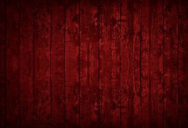 Eski kırmızı ahşap arka plan. Parlak kırmızı tahta arka plan. Eski boyanmış tahtaların tonlu dokusu.