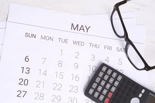 Ημερολόγιο Για Σας Υπενθυμίσει Ένα Σημαντικό Ραντεβού Την Αριθμομηχανή Μάιο — Φωτογραφία Αρχείου
