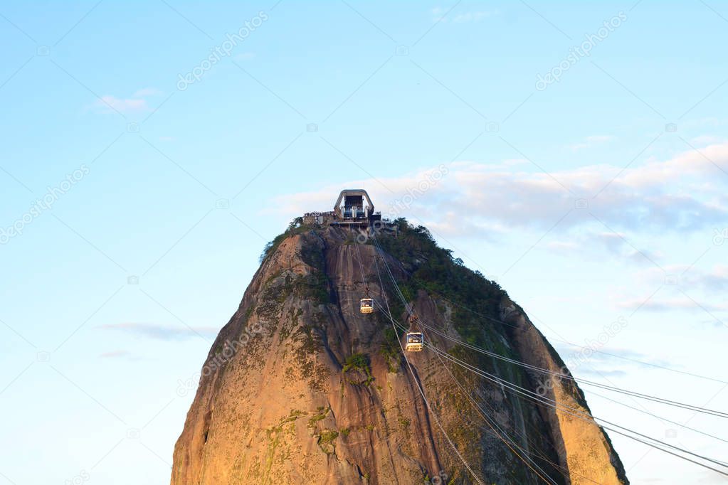 Sugar Loaf mountain cable car, in Rio de Janeiro, Brazil.