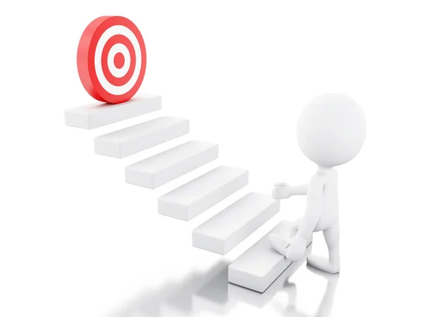 Illustration White People Stepping Target Top Stairs Success Business Isolated — Stock Photo, Image