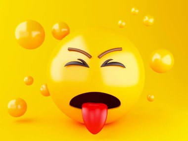 3D çizim. Emoji kutsal kişilerin resmi ile yüz ifadeleri. Sosyal medya kavramı.