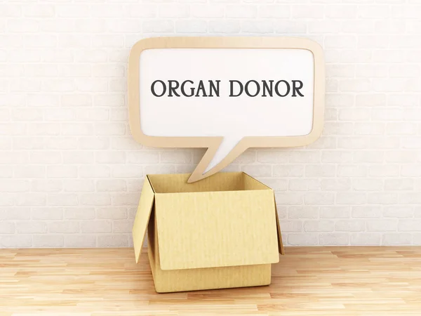 Illustration Opened Box Speech Bubble Organ Donor Brick Wall Lives — Stock Photo, Image