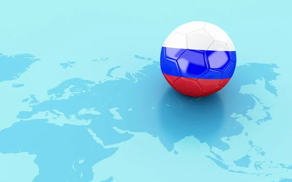 Ilustração Bola Futebol Com Bandeira Rússia Mapa Conceito Desporto — Fotografia de Stock