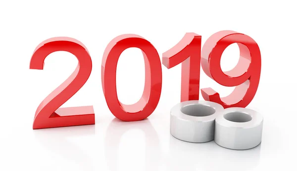 Illustration New Year 2019 Isolated White Background — Stock Photo, Image