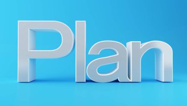 3D çizim. İş planı metin. Başarı kavramı.