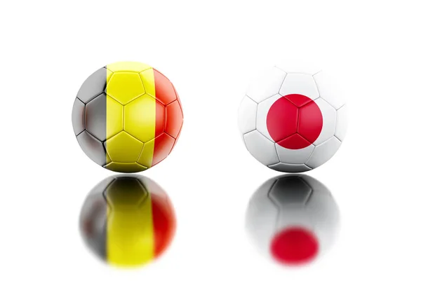 Illustrazione Palloni Calcio Con Bandiere Belgio Giappone Concetto Sportivo Isolato — Foto Stock