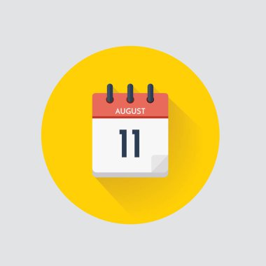 Vektör çizim. Tarih 11 Ağustos günü takvimi.