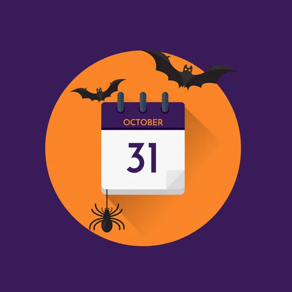 Vektorillustration Oktober Kalender För Halloween Flat Ikonen Kalender — Stock vektor