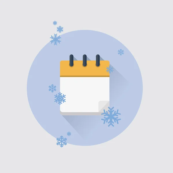 Векторная Иллюстрация Пустое Календарное Свидание Снежинками Зимний День — стоковый вектор
