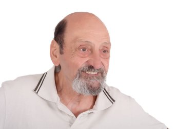Trendy giyim gülümseyen mutlu komuta sizde. Beyaz arka plan üzerinde izole