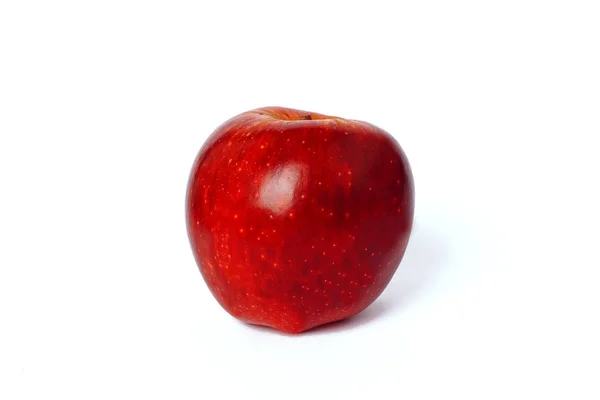 Roter Apfel Mit Schatten Isolierter Weißer Hintergrund — Stockfoto