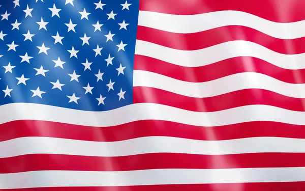Illusztráció Amerikai Egyesült Államok Integetett Szél Zászlaja — Stock Fotó