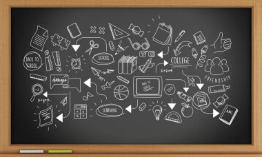 boş yazı tahtası 3D Illustration. Eğitim kavramı