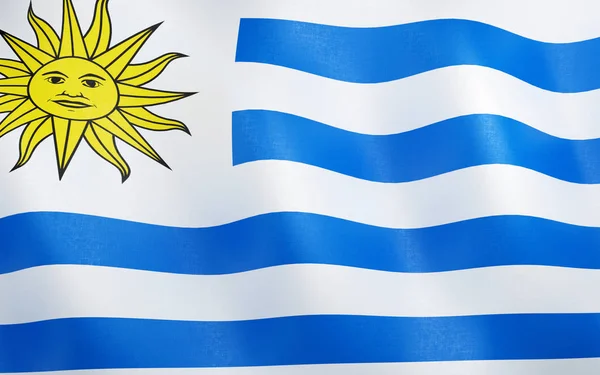 Çizim Uruguay Rüzgarda Sallayarak Bayrak — Stok fotoğraf