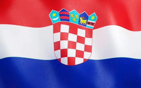 Illustratie Vlag Van Kroatië Wuiven Wind — Stockfoto