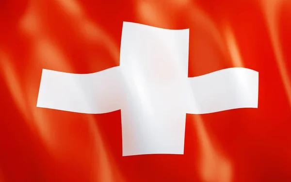 Illustratie Vlag Van Zwitserland Wuiven Wind — Stockfoto