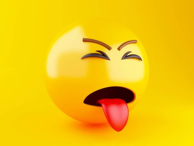 3D çizim. Emoji kutsal kişilerin resmi ile yüz ifadeleri. Sosyal medya kavramı.