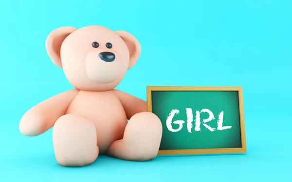 Ilustración Mensaje Niña Escrito Pizarra Con Oso Peluche Rosa — Foto de Stock