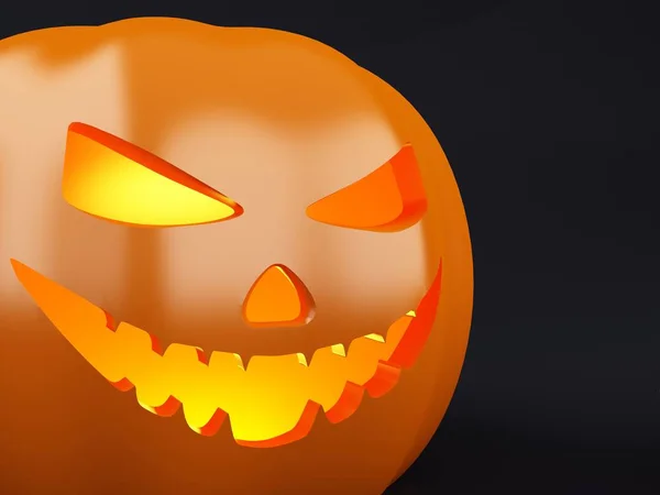 Illustration Happy Halloween Pumpa Med Levande Ljus Inuti Och Hatt — Stockfoto