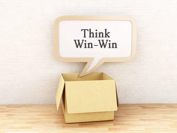 Illustration Opened Box Speech Bubble Think Win Win Brick Wall — Stock Photo, Image