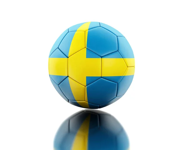 Illustration Fußball Mit Schwedischer Fahne Sportkonzept Isolierter Weißer Hintergrund — Stockfoto