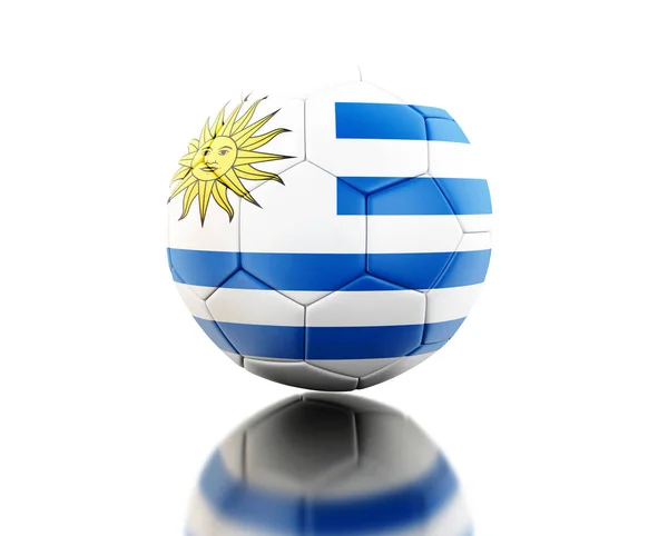 Ilustración Balón Fútbol Con Bandera Uruguay Concepto Deportivo Fondo Blanco —  Fotos de Stock