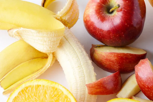 Vista Cerca Diferentes Tipos Frutas Alimento Saludable — Foto de Stock