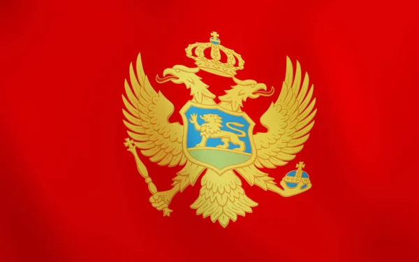 Иллюстрация Флаг Черногории Развевающийся Ветру — стоковое фото