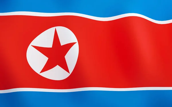 Illustration Flagge Nordkoreas Weht Wind — Stockfoto