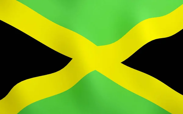 Illustration Die Jamaikanische Flagge Weht Wind — Stockfoto