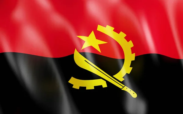 Çizim Angola Rüzgarda Sallayarak Bayrak — Stok fotoğraf