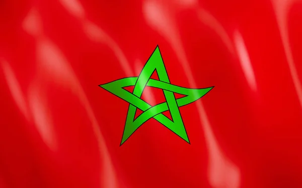 Ilustração Bandeira Marrocos Acenando Vento — Fotografia de Stock
