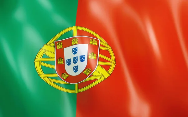3D illustration. Flag of Portugal waving in the wind.