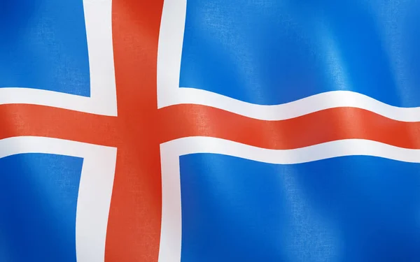 Illustrasjon Islands Flagg Vinker Vinden – stockfoto