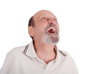 Yaşlı bir adam portresi. Beyaz arka plan üzerinde izole