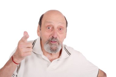 Yaşlı bir adam portresi. Beyaz arka plan üzerinde izole