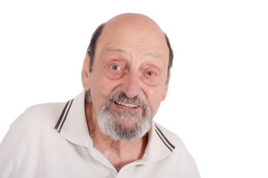 Yaşlı bir adam portresi. Beyaz arka plan üzerinde izole