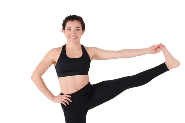 Mujer Latina Joven Haciendo Pose Yoga Fitness Deportivo Fondo Aislado —  Fotos de Stock
