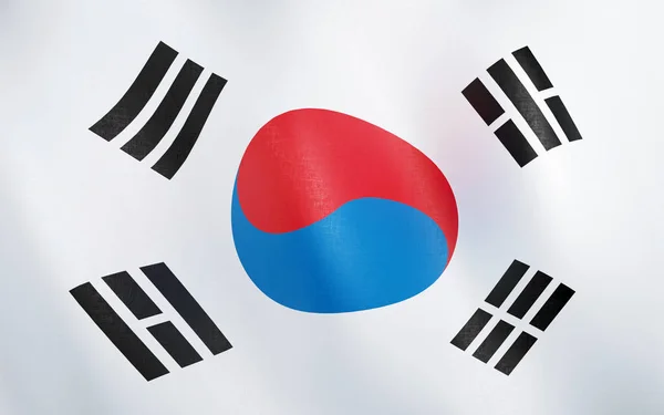 Illustration Flagge Südkoreas Weht Wind — Stockfoto