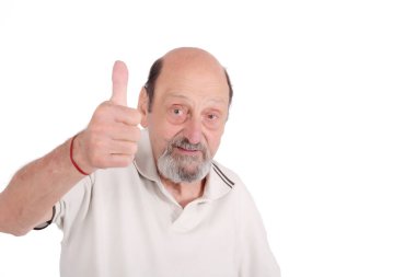 Komuta sizde başparmak pes etmek. Beyaz arka plan üzerinde izole