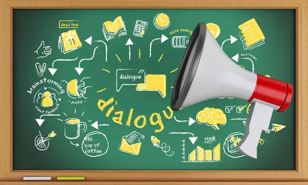 Renderer Image Blackboard Business Sketch Megaphone Success Business Concept — Stock Photo, Image