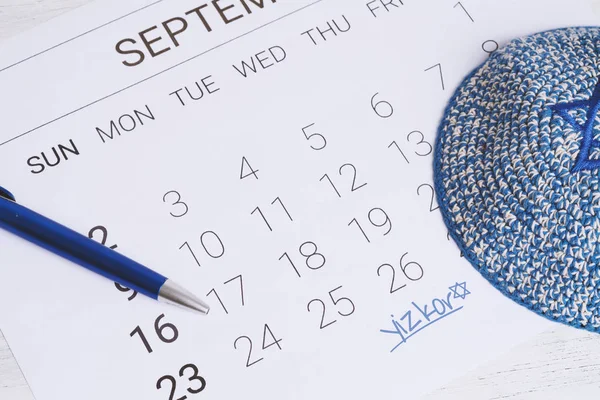 Kalender Van September Met Keppel Jom Kipoer Concept — Stockfoto