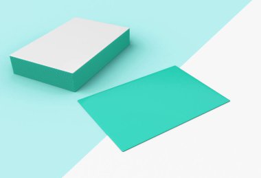 3D çizim. Grafik tasarımcıları sunumlar ve Portföyleri için kartvizit. Mockup kavramı.