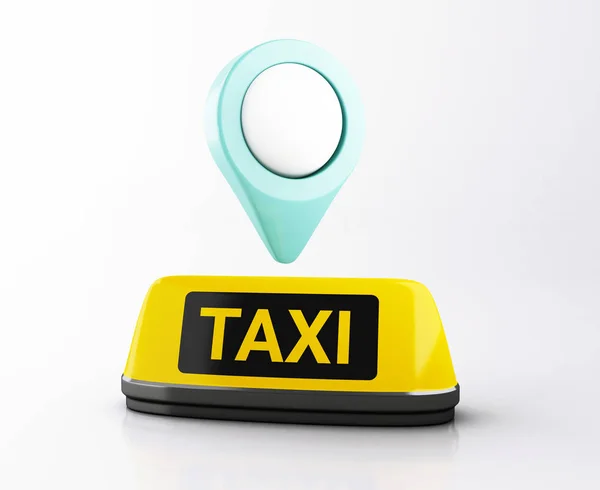 Illusztráció Sárga Taxi Jel Térképet Mutató Alkalmazás Taxi Online Szolgáltatás — Stock Fotó