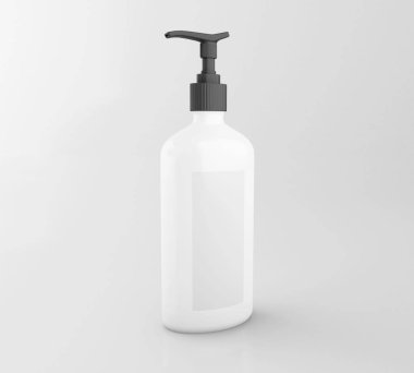 3D çizim. Kozmetik şişe kümesi. Sahte kadar tasarım şablonu.