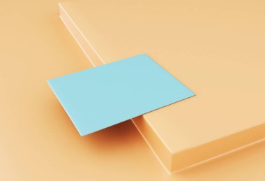 3D çizim. Grafik tasarımcıları sunumlar ve Portföyleri için kartvizit. Mockup kavramı.