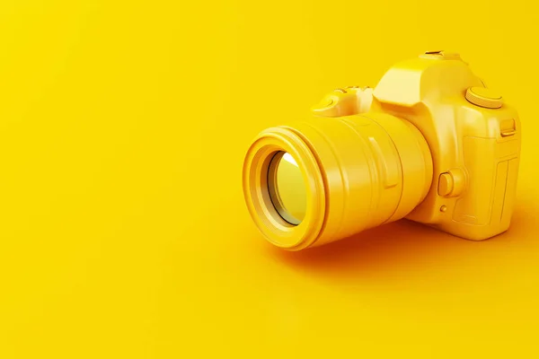 イラスト 黄色の背景に黄色のデジタル写真カメラ — ストック写真
