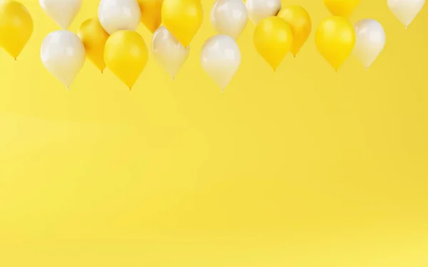 Ilustracja Balony Urodzinowe Party Ozdoba Żółtym Tle — Zdjęcie stockowe