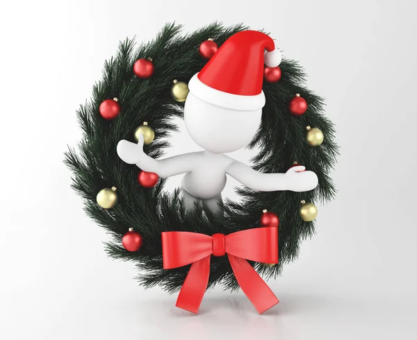 Ilustración Los Blancos Santa Claus Con Decoración Navidad Concepto Vacaciones — Foto de Stock